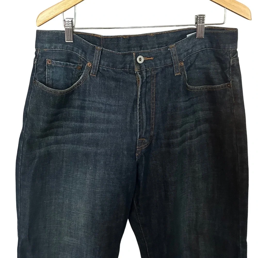 Lucky Brand 181 Relaxed Straight Mens Jeans 34 Short Dark Wash Indigo 7MG1001